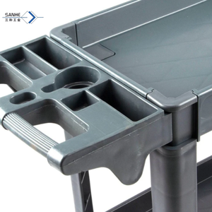 Heavy Duty Rolling Utility <strong>Service</strong> <strong>Cart</strong> for Warehouse/Garage/Restaurants/Offices, HDPE Shelves, 5" Caster Wheels - Product Image 5