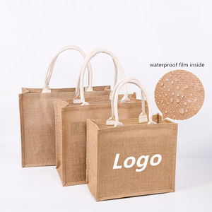 공장 직공급 천연 황마 가방 소나 패키지 리넨 가방 포장 쇼핑백 (손잡이 포함) - Product Image 5