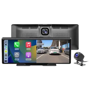 10.26 "Dash kamera dikiz kamera WiFi Carplay & Android oto 2K DVR GPS navigasyon Video kaydedici Dashboard çift Len