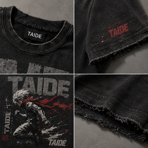 เสื้อยืดลายอนิเมะสไตล์วินเทจทรงบ็อกซี่ ไหล่ตก ขอบดิบ ผลิตโดย TaiDe Custom Design รับผลิตแบบ OEM ODM พร้อมการรับประกันทางการค้า - Product Image 2