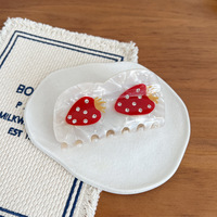 Pince à Cheveux YJL en Acétate Motif Fruits de Dessin Animé, Série Mignonne Fraise Ananas Citron Tomate, Strass Tendance pour l'Été