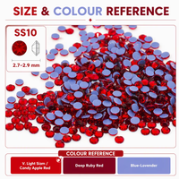 Strass thermocollants Premium en vrac, diamants SS6 SS10 Rouge V Lumineux Siam, pour T-shirt de fille