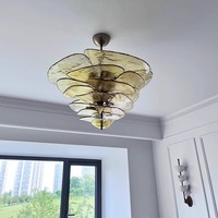 Lustre en verre vert style Murano, suspension artistique soufflée à la main pour salon et salle à manger