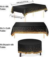 Nappe en plastique jetable 54x108 pouces Rectangle noir or points couverture de table pour Halloween et décoration de fête de Pâques