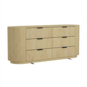 Modern 6-Drawer Solid Wood <b>Vanity</b> <b>Table</b> with MDF Panels-Curved Design Bedroom Storage-Guangdong Origin - Product Image 6