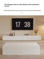 Meuble TV de luxe en bois blanc de style nordique, ensemble table basse crème moderne et minimaliste avec MDF pour petits appartements