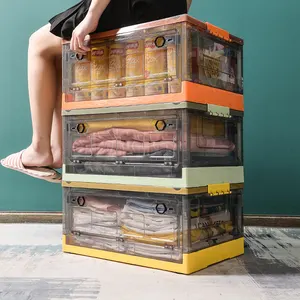 Прозрачная прочная пластиковая складная коробка для хранения, органайзер для хранения книг и одежды, складная коробка для хранения игрушек с крышкой и колесами
