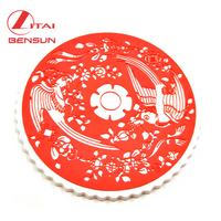 Sous-verre de table en PVC/silicone souple, personnalisé, en forme de fleur rouge arrondie, pour vente en gros