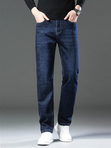 مخصص بالجملة الرجال الجينز Y2K غسلها فارغة عادي القطن دنة الجينز السراويل ضئيلة غسلها تمتد 5 جيوب مستقيم جان - Product Image 3