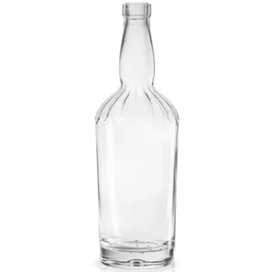 Spirits Liquid 750 ml Clear Glass Jimmy Lee Liquor Bottle W/Natural Wood Synthetic Bar Top Cork, 29 x 19.5 mm Shank