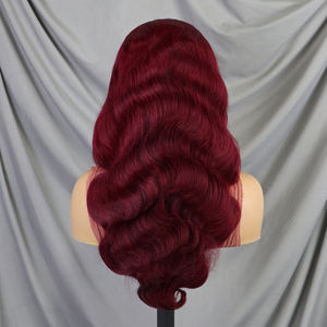 Pelucas de Cabello Humano 200% Natural, de 18-30 Pulgadas, Pre-Desplumadas, con Ondas Suaves y Frente de Encaje # Peluca de Cabello con Frente de Encaje Transparente 99J 13x4 - Product Image 1