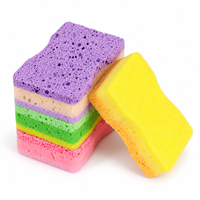Éponge à récurer en nylon avec éponge en algues marines et couche de pâte de bois, lot de 4 pièces pour le nettoyage de la vaisselle et de l'évier de cuisine, couleurs assorties
