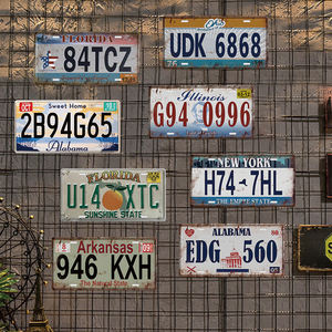 <span class=keywords><strong>Collection</strong></span> de plaques d'<span class=keywords><strong>immatriculation</strong></span> américaines vintage en métal, décoration murale rustique pour garage, pour les passionnés de voitures - Product Image 2