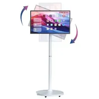 Téléviseur intelligent Android de 21,5 pouces avec écran tactile 1080p et batterie, panneau entièrement mobile, moniteur portable avec roulettes, Smart TV