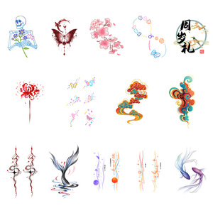 Tatuaggi temporanei colorati adesivi piccolo modello fiore farfalla luna del sole del fumetto tatuaggio impermeabile per la gamba del braccio del viso - Product Image 1