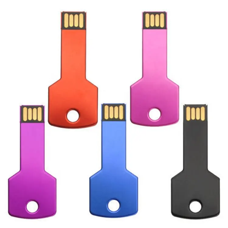 Custom key shape usb flash drive 4 GB, 8GB metal key usb, relatiegeschenk usb sleutel met logo
