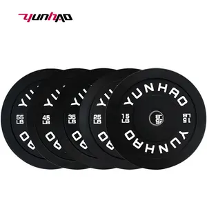 Professionele Groothandel Custom Logo Gym Gewichtheffen Oefening 5-25Kg 15-55 Lb Set Rubber Zwarte Barbell Gewicht Bumperplaten