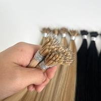 Extensions de cheveux vierges Remy européens pré-collés, lisses, double épaisseur, à pointes Nano, solutions micro-perles pour stylistes professionnels
