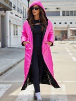Femmes élégant imperméable coupe-vent matelassé oie manteau Parka Streetwear mode cordon à capuche longue réversible brillant hiver