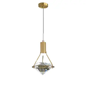 Singolo lampadario di lusso moderno in cristallo di diamante appeso a soffitto lampade a sospensione a led nordic creative comodino decorativo per la casa