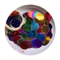 Paillettes plates rondes en PVC de 16 mm, colorées, avec un trou sur un côté, pour couture, artisanat, scrapbooking