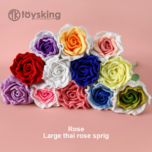 Regalo del Día de San Valentín Crochet gran Rama de Rosa tailandesa color degradado ramo de color sólido muebles románticos para el hogar - Product Image 6
