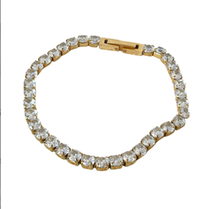 <span class=keywords><strong>Bracciale</strong></span> in <span class=keywords><strong>oro</strong></span> 18 carati bianco chian placcato in acciaio inossidabile con zirconi Baby Star - Product Image 2