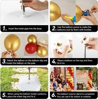 2 jeux de supports de colonnes de ballons avec 100 ballons Hauteur de 6.5 pieds Support de tour de ballons pour décorations de fête d'anniversaire de mariage