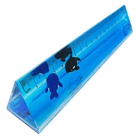 Règle aquatique en plastique PMMA acrylique en forme de triangle de 19 cm avec paillettes, sable mouvant, bulles liquides, huile, eau bleue