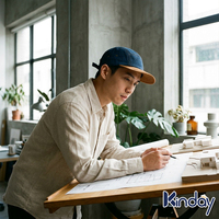 Casquette de campinguriste personnalisée avec logo signature, style denim bicolore minimaliste, idéale pour l'identité et l'étiquetage privé