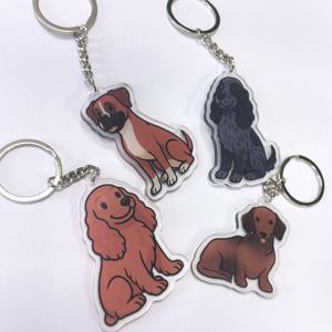 พวงกุญแจพลาสติกพิมพ์ลายสุนัขน่ารักแตกต่างกันแบบกำหนดเองพวงกุญแจอะคริลิคสำหรับกุญแจ - Product Image 5