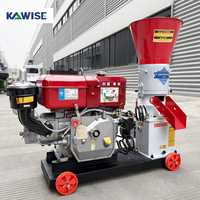 Nouvelle machine à granulés d'aliments pour animaux Kawise Diesel pour petites exploitations agricoles avec moteur refroidi par eau, options de matrices de 2,5 à 8 mm, capacité de 200 à 250 kg/h