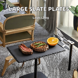 Toptan 12 ''ve 16 inç büyük siyah dikdörtgen kayrak peynir tahtası çevre dostu Modern parti toplu çanak gravür tekniği ile - Product Image 4