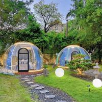 Tente dôme transparente d'extérieur avec salle de bain, tente dôme géodésique, tente de glamping, hôtel de luxe