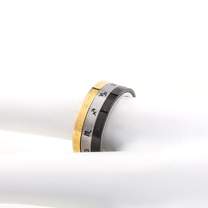 Men's <b>Titanium</b> Steel Constellation Calendar Rotating <b>Ring</b> Gold Plated Retro Fashion Jewelry Gift - Product Image 3