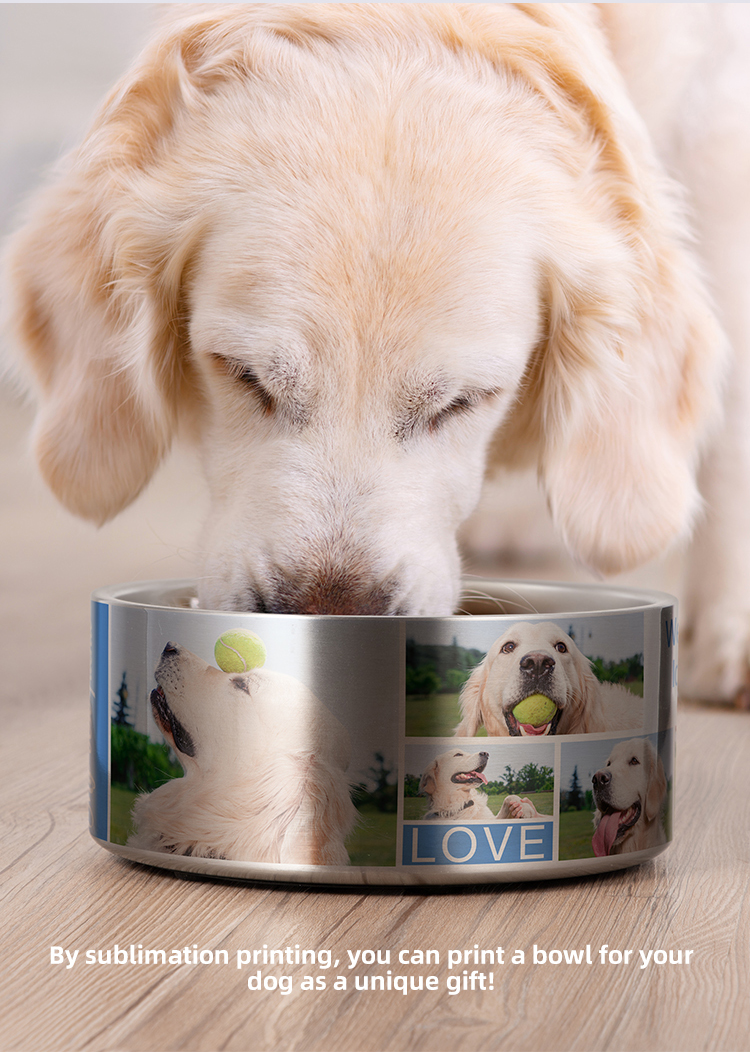 BestSub Custom 42oz 1250ml Sublimation Blanks Stainless Steel Puppy Bowl Dog Food Water Bowls