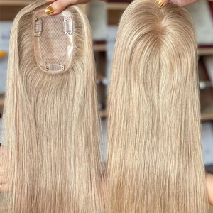 Shy Hair Wholesale ผมแท้ 100% สีบลอนด์แบบท็อปเปอร์ 3*5 ฐานผ้าไหม ผมธรรมชาติเรียงเส้นอย่างดี สำหรับผู้หญิงผิวขาวเพื่อความงาม - Product Image 1