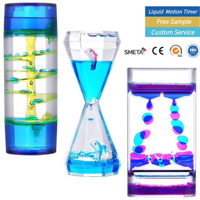 Custom Acrylic Liquid Motion Bubbler Timer Colorful Oil Water Floating Fidget Toy Calming Relaxing Sensory Stress Relief