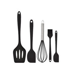 Silicone Kitchen Utensil Set 5 Piece Black Heat Resistant Spatula Whisk Brush Cooking Tools - Product Image 5