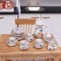Service à thé miniature en céramique, théière et tasses miniatures, modèle 1:12, décoration de maison de poupée Ob1 1, service à thé miniature en porcelaine florale
