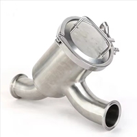 Filtre coudé sanitaire de 2 pouces en acier inoxydable SS304 de qualité alimentaire COMPASS, raccord fileté en Y pour l'eau
