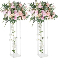 Moderner Hochzeitsdekorationsständer Acrylgold-Metall-Blumenständer Mittelstücke für Hochzeitstisch