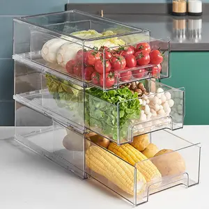 Food-Grade Clear Kitchen Fridge Drawer Organizer Plastic Food Container