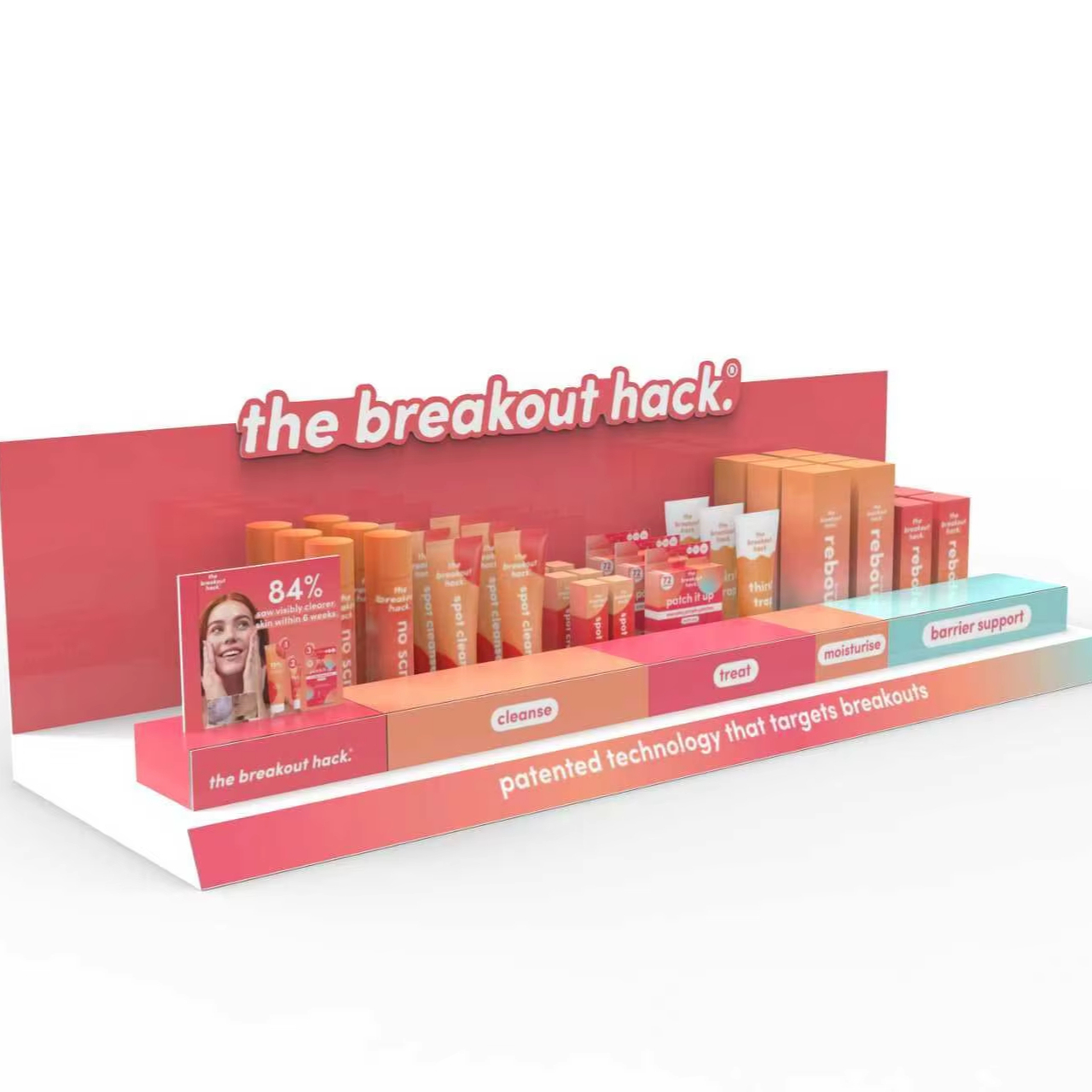 Apache Custom Acrylic Skincare Counter Display Stand for Cosmetics Store Shelves for Facial Care Shops&Beauty Store