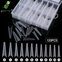 SunelPort - Puntas de Uñas Transparentes Ultrafinas y Sin Rastro, D13, 120 Unidades, Diseño de Rejilla Plana Tridimensional, Puntas Largas Cuadradas