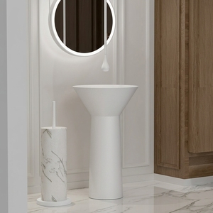 WEIHAO Lavabo en acier inoxydable 304 noir en forme d'entonnoir, colonne intégrée, résistant à la corrosion, antirouille et anticalcaire. - Product Image 2