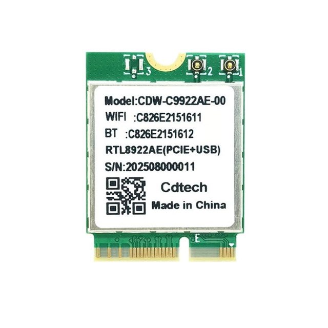 WiFi7 Card RTL8922AE 6338Mbps Tri-Band 2.4G/5G/6G Wireless WiFi Adapter Bluetooth5.4 M. 2 for Win10/for Win11