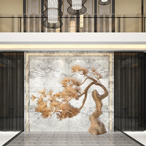 Sculpture artisanale de grande taille en bois de pin bonsaï pour la décoration de l'entrée du hall d'hôtel - Product Image 3