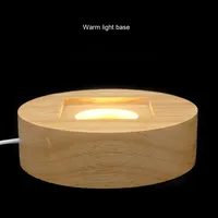 Lampe de nuit 3D créative en bois massif USB/Type-C, design moderne, base lumineuse, LED blanc chaud, alimentation par prise secteur, salon