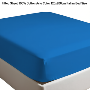 Drap-housse 100% coton couleur Avio 120x200cm taille lit italien - Product Image 3